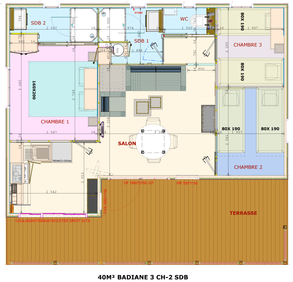 Plan Chalet Badiane 40 m² - 6 personen