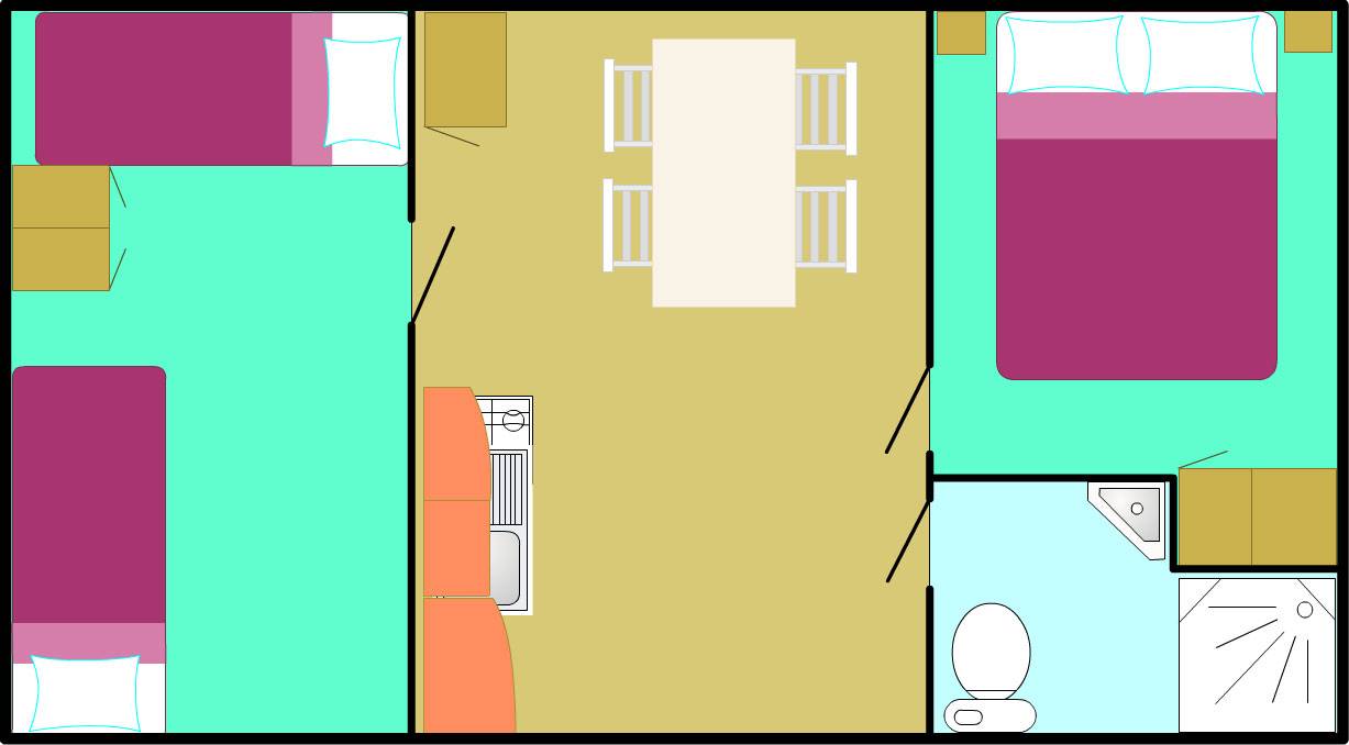 Plan Mobil-home Domino - 4 personen