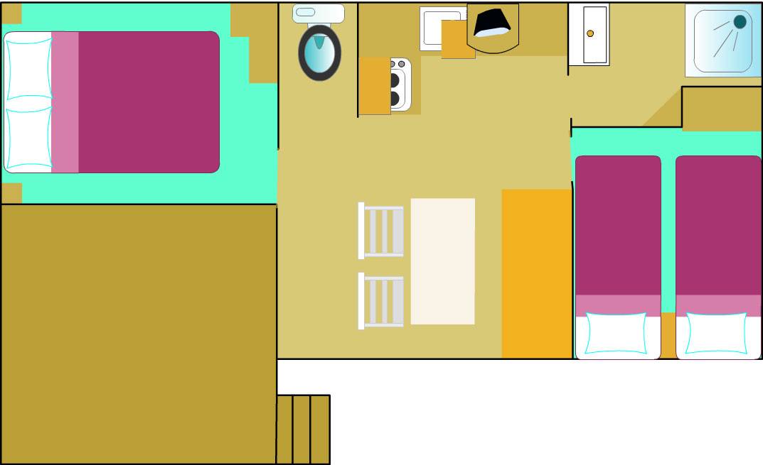 Plan Mobil-home Loggia + 4 personen